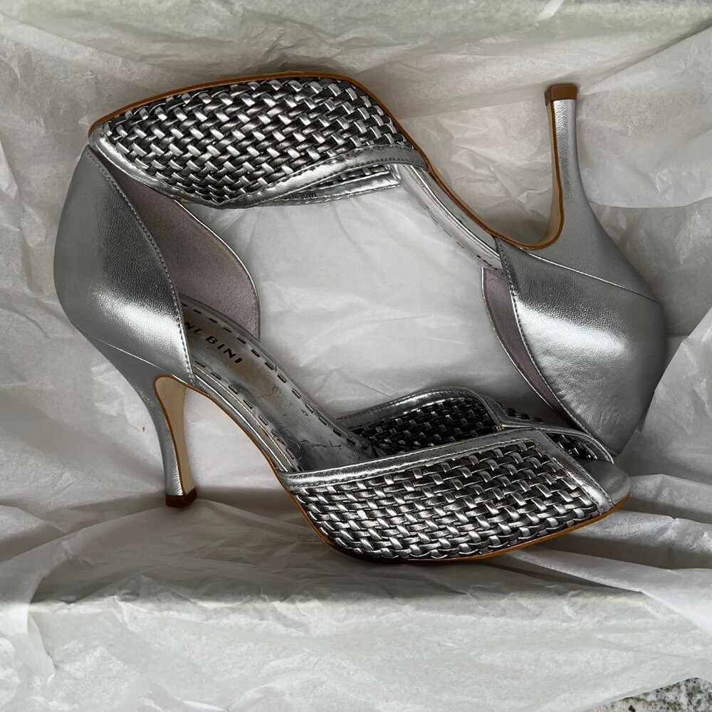 Gianni Bini Silver Open Toe High Heel Shoes 7
